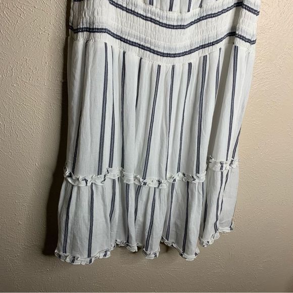 American eagle striped off shoulder ruffle tiered dress white gray - Picture 8 of 13